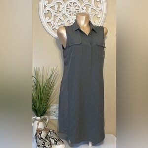 Eddie Bauer women’s size L 12 14 dress grey quick dry sleeveless collared